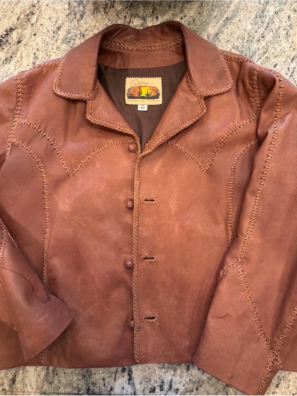 Artisan Brown Leather Button-Front Men's Western Jacket